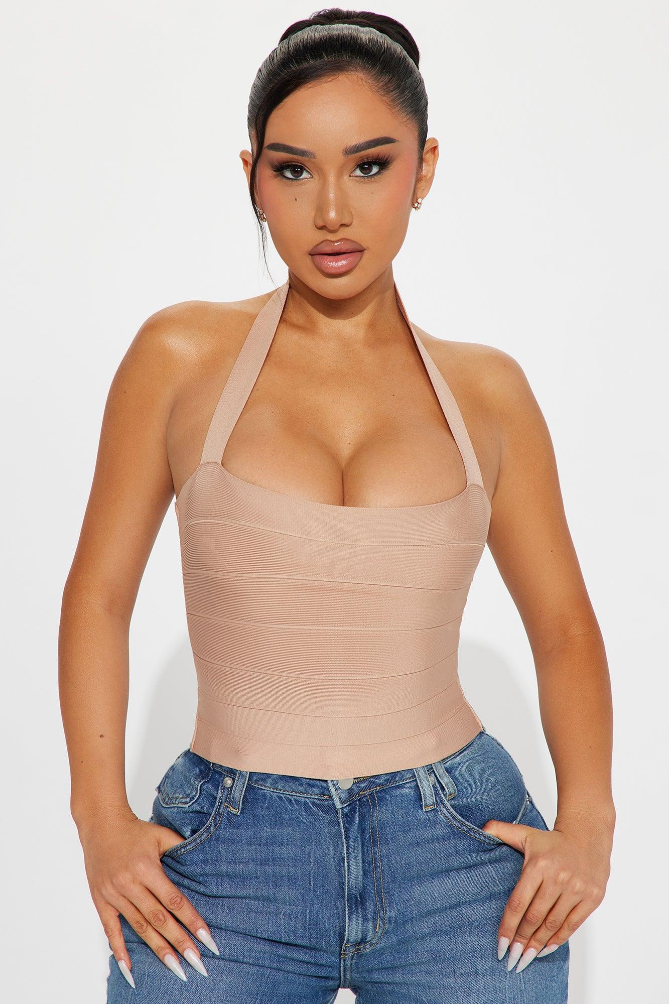 Take It To The Floor Bandage Top - Taupe product image