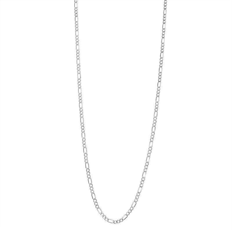 Jordan Blue 10k Gold 2.8 mm Figaro Chain Necklace, Womens 10k Whgold Product Image