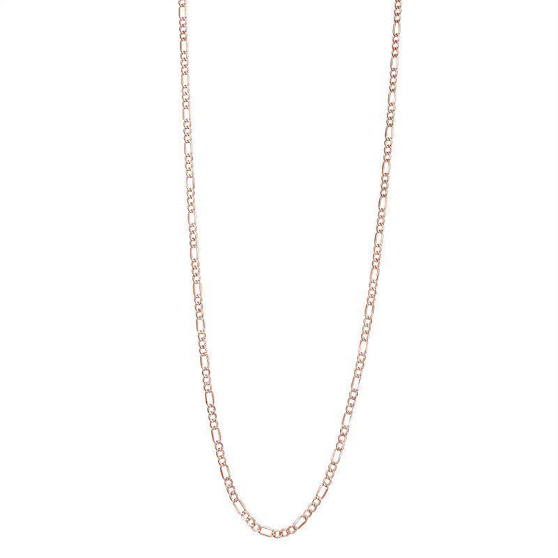 Jordan Blue 10k Gold 2.8 mm Figaro Chain Necklace, Womens 10k Rose Gold Product Image