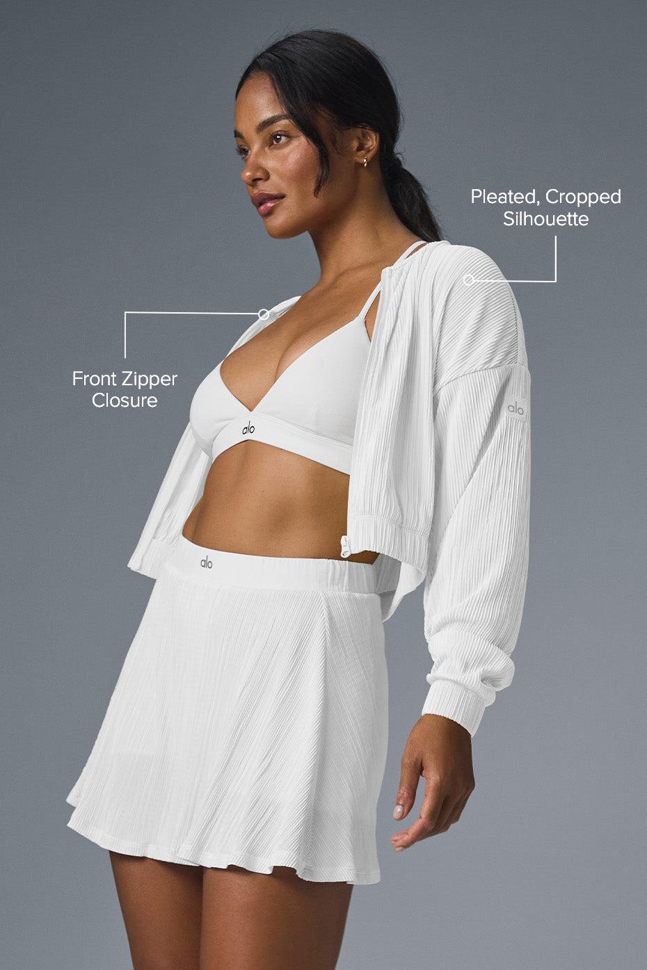 Cropped Micro Plisse Jacket - White Female Product Image