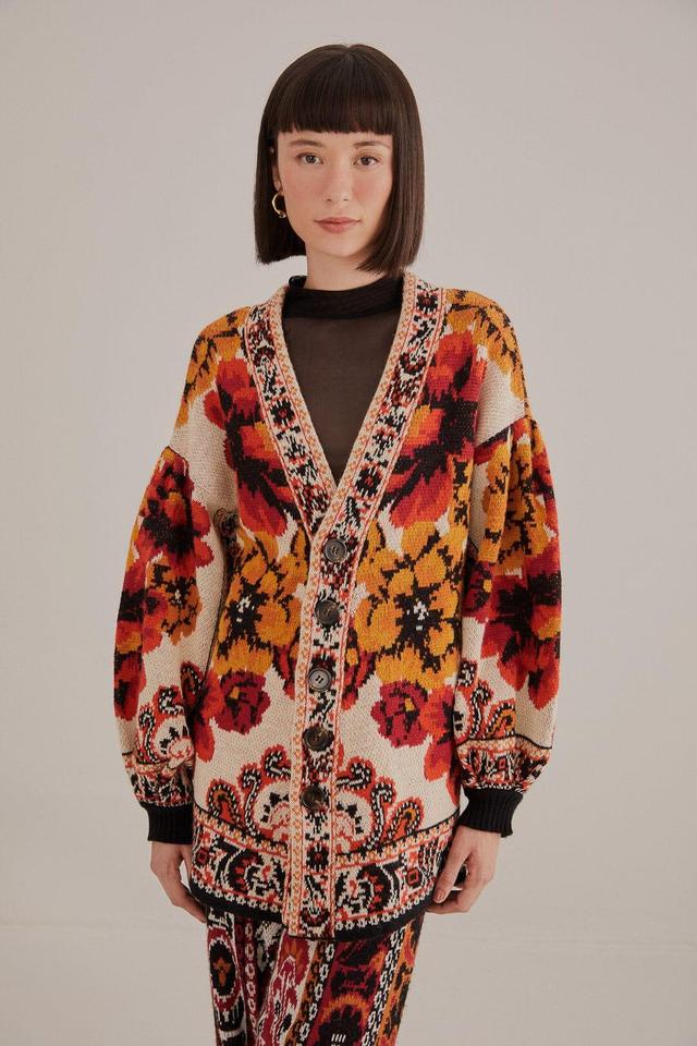 Womens Winter Tapestry Knit Cardigan Product Image