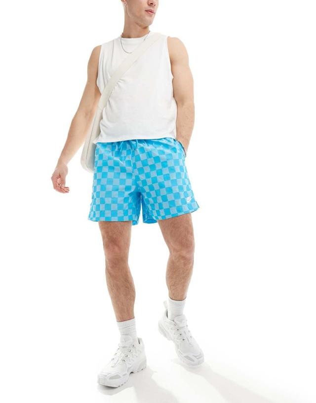 Nike Club checkerboard shorts in blue Product Image