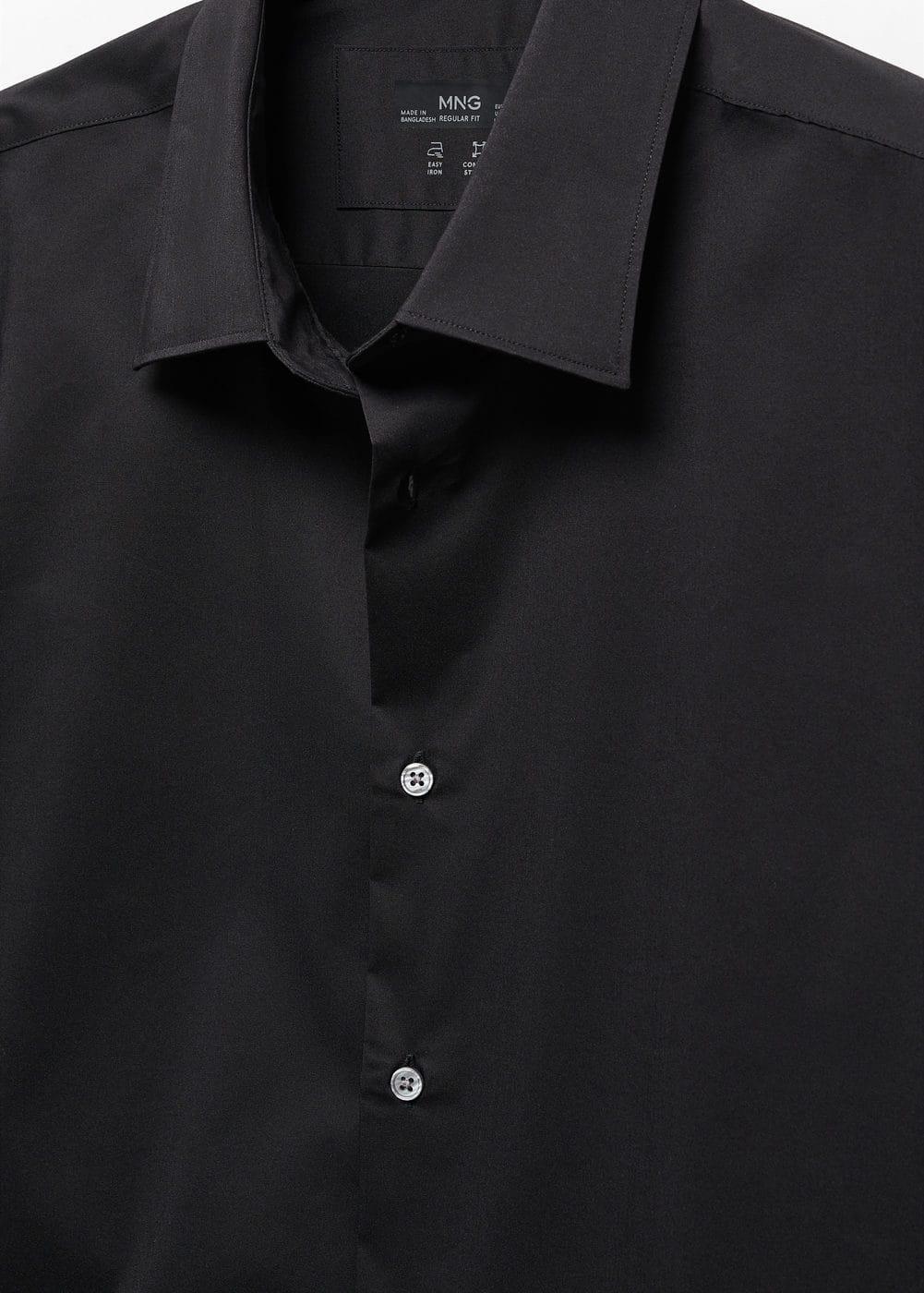 MANGO MAN - Regular-fit stretch cotton shirt blackMen Product Image