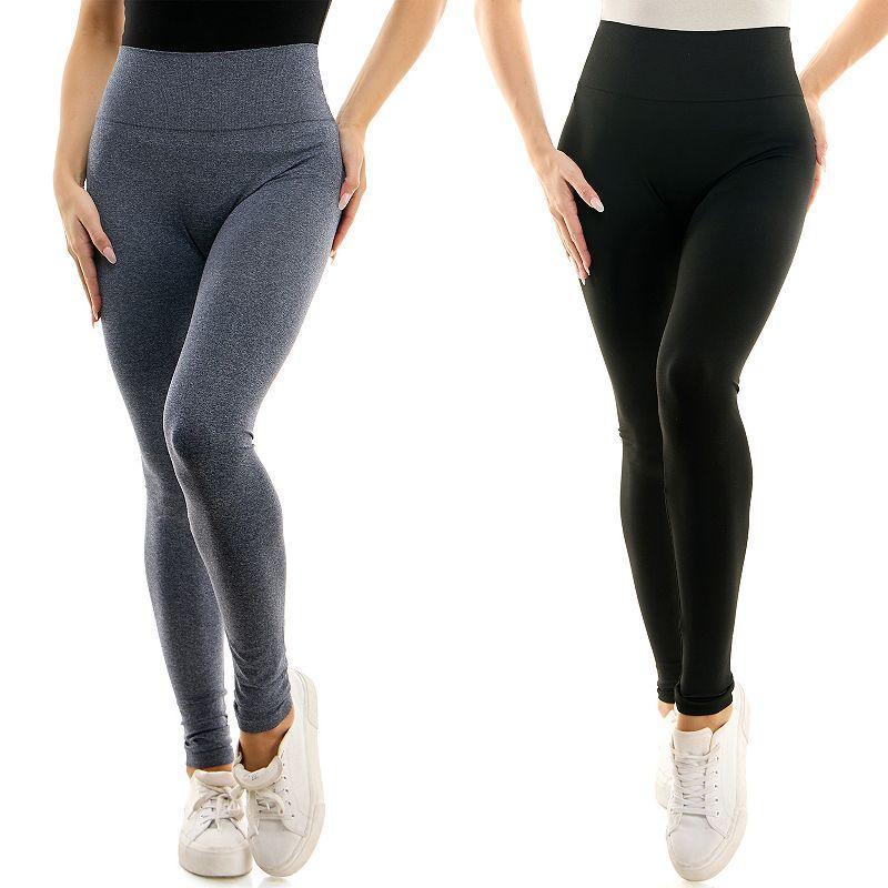 Womens Nina Leonard 2-pack Space-Dyed High-Waisted Leggings Blue Product Image