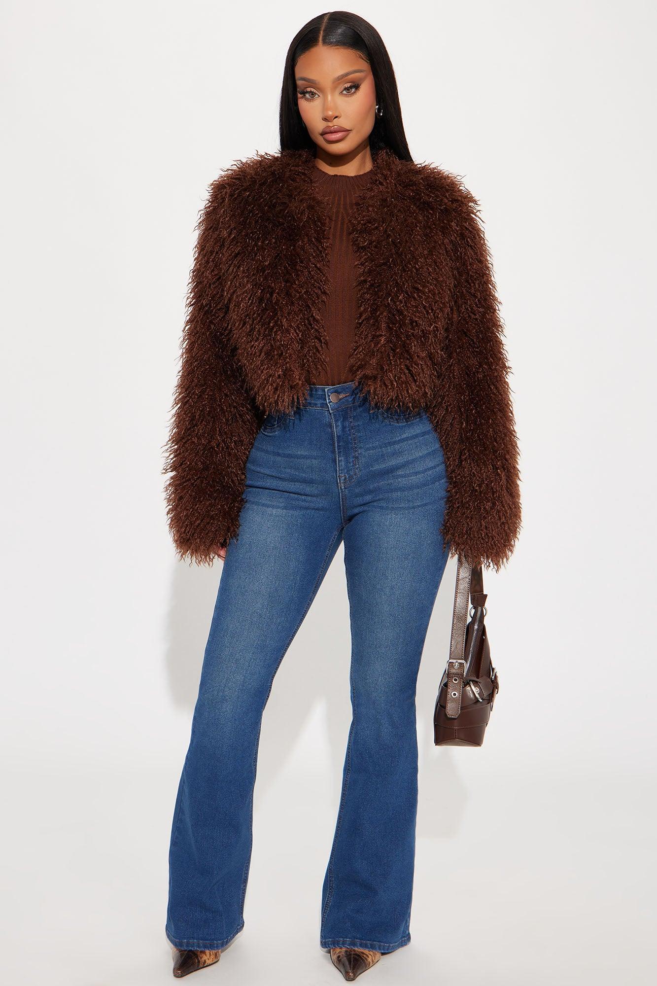 Sydney Faux Fur Coat - Brown Product Image