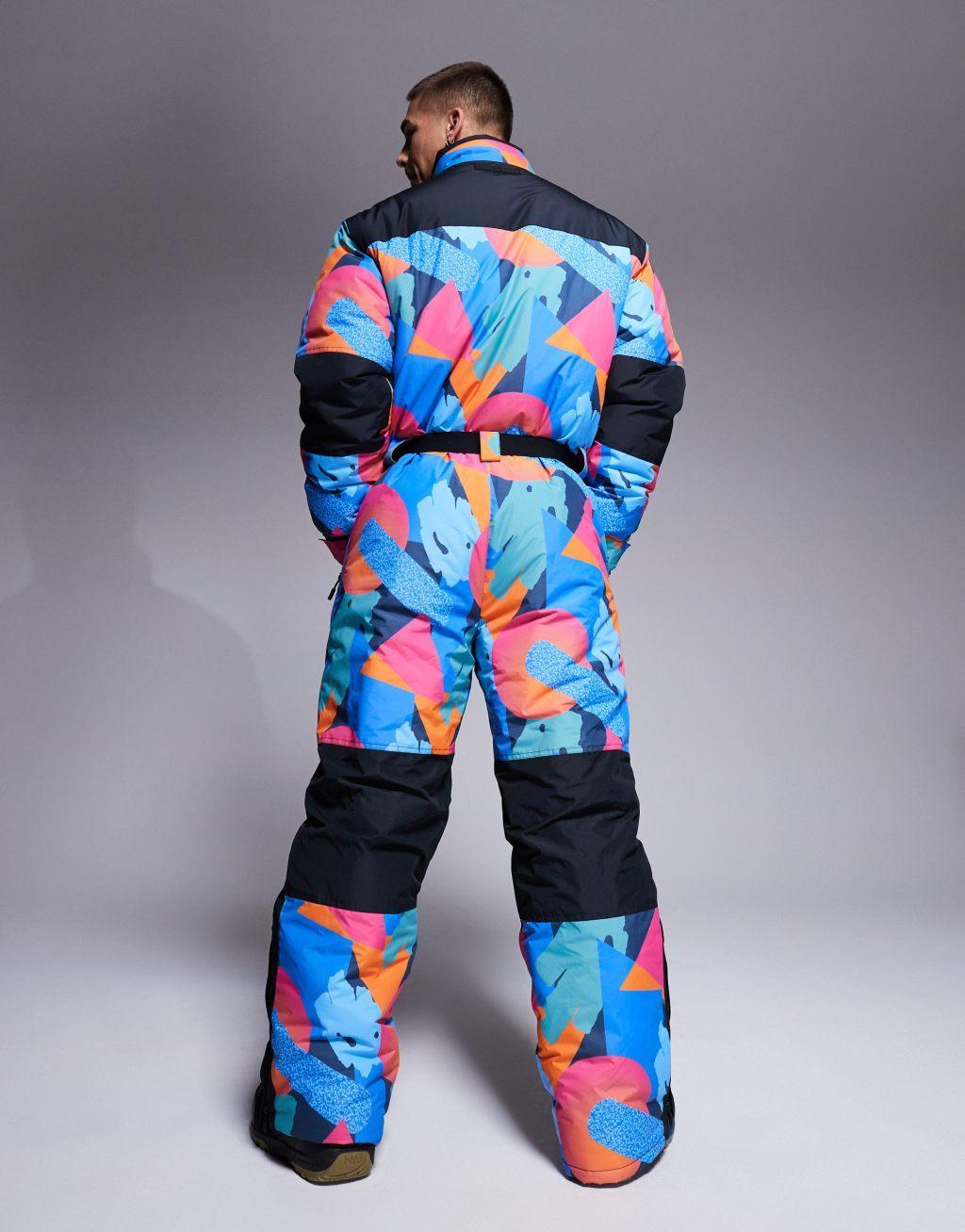 ASOS 4505 Ski water repellent insulated ski suit in retro 80s print Product Image