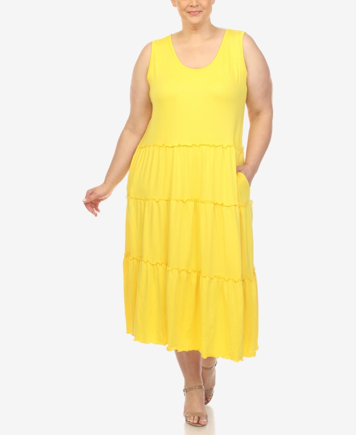 White Mark Plus Size Scoop Neck Tiered Midi Dress Product Image