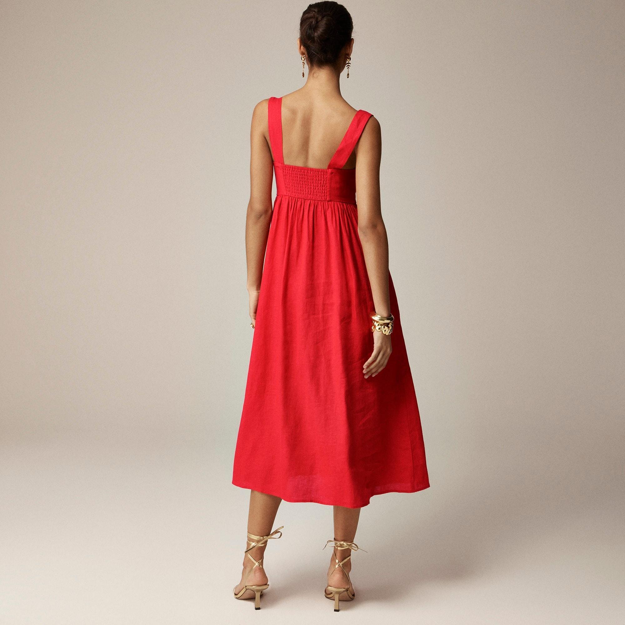 Squareneck midi dress in linen Product Image