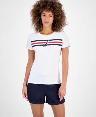 Nautica Jeans Womens Sailboat Stripe Graphic T-Shirt Product Image