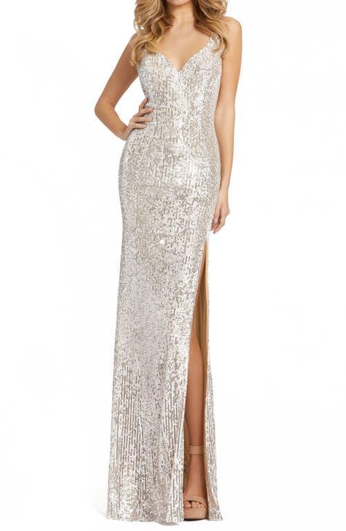 Mac Duggal Sequin Side Slit Column Gown Product Image