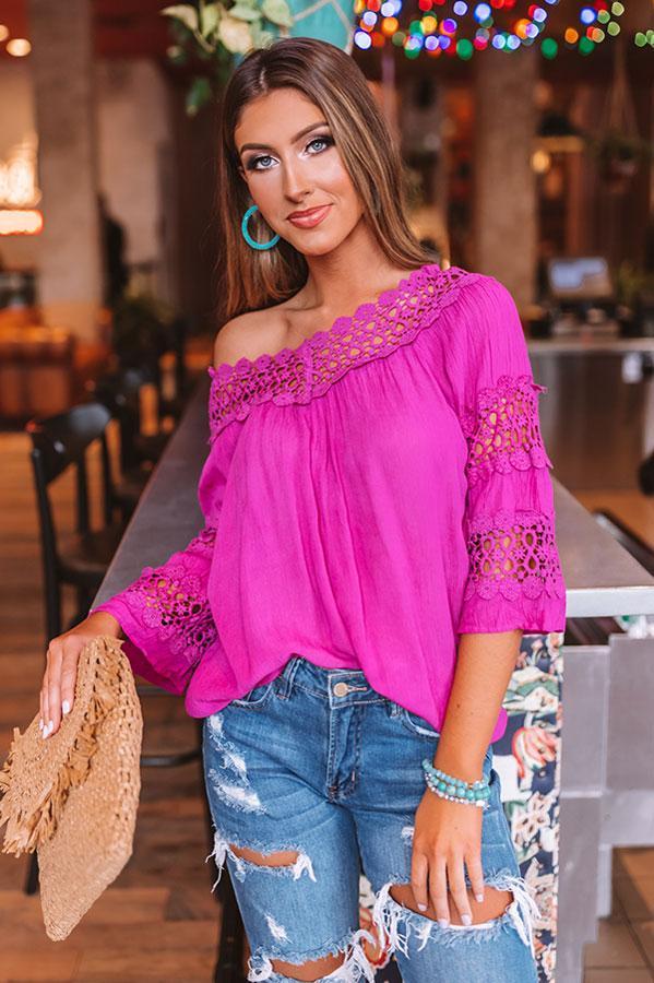 Party In My Cabana Crochet Top In Berry Product Image