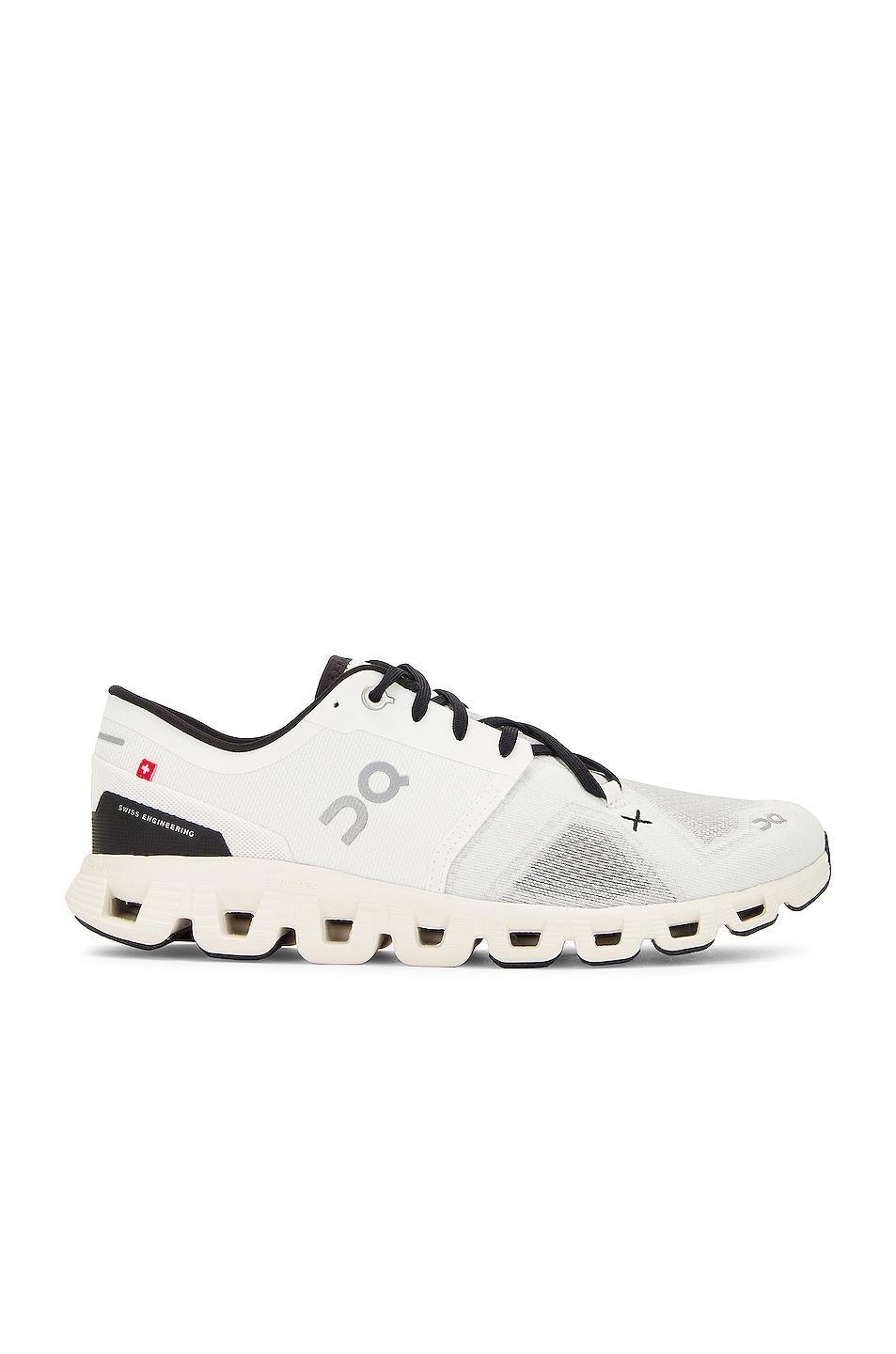 On Cloud X 3 in Ivory & Black - Ivory. Size 11 (also in 10, 10.5, 11.5, 12, 12.5, 13, 7, 7.5, 8). Product Image