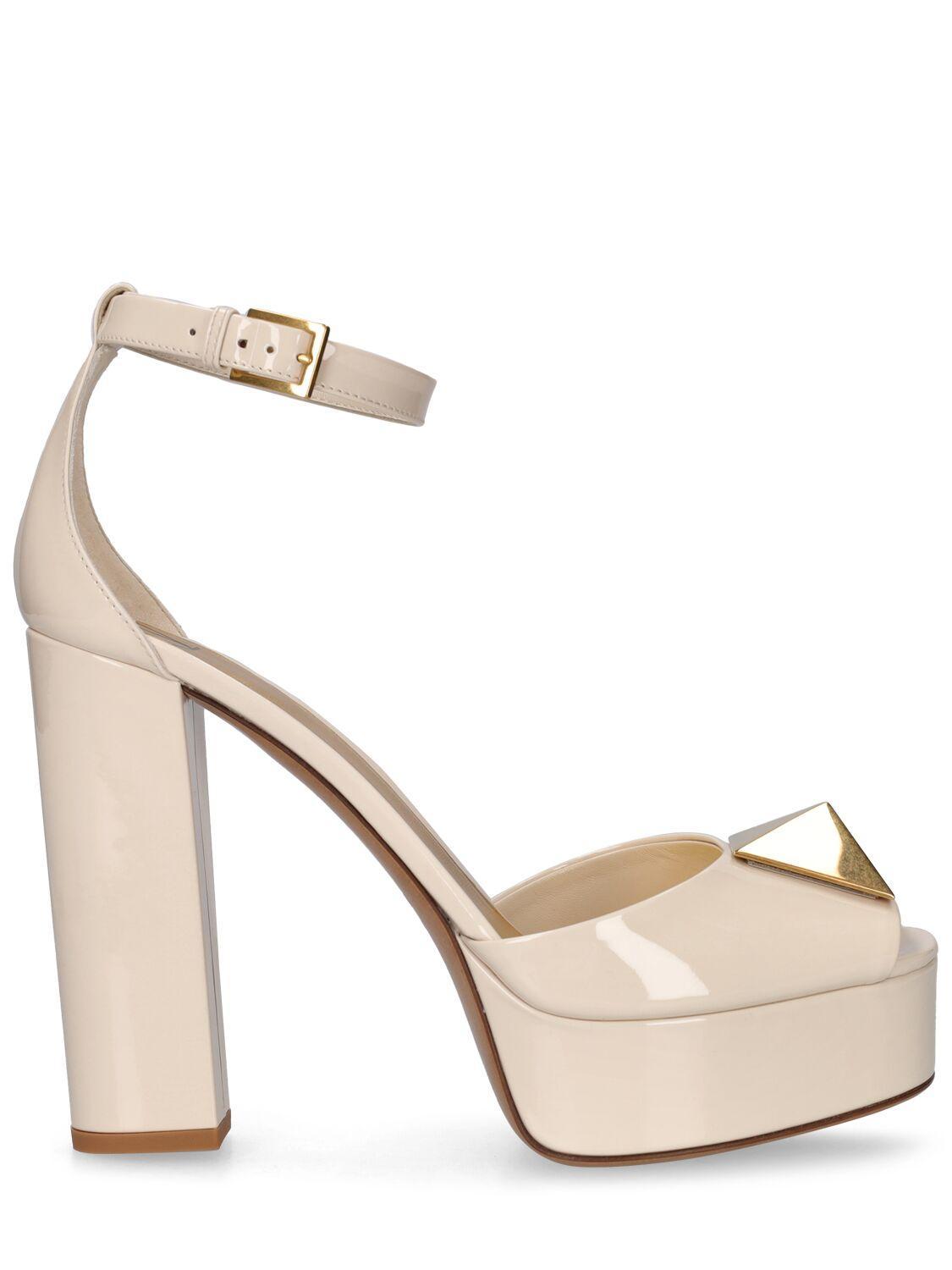 150mm One Stud Patent Leather Pumps In Ivory product image