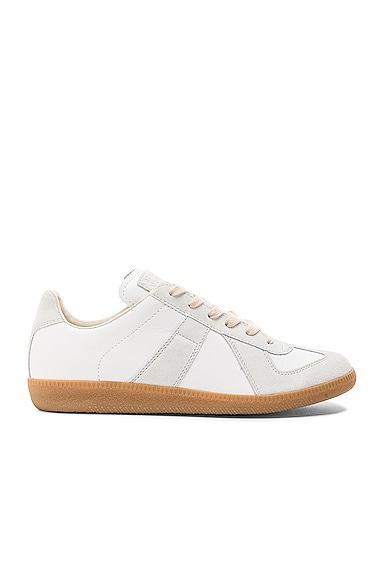 Maison Margiela Replica Calf & Lambskin Leather Sneakers in White - White. Size 42.5 (also in 40, 41, 42, 43). Product Image