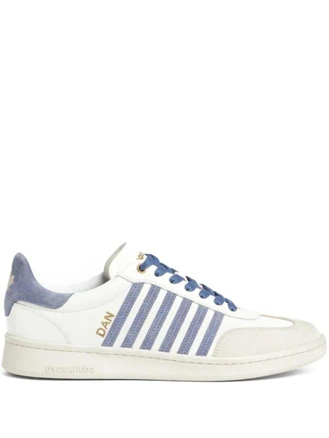 DSQUARED2 Low Leather Sneakers In White/blue Product Image