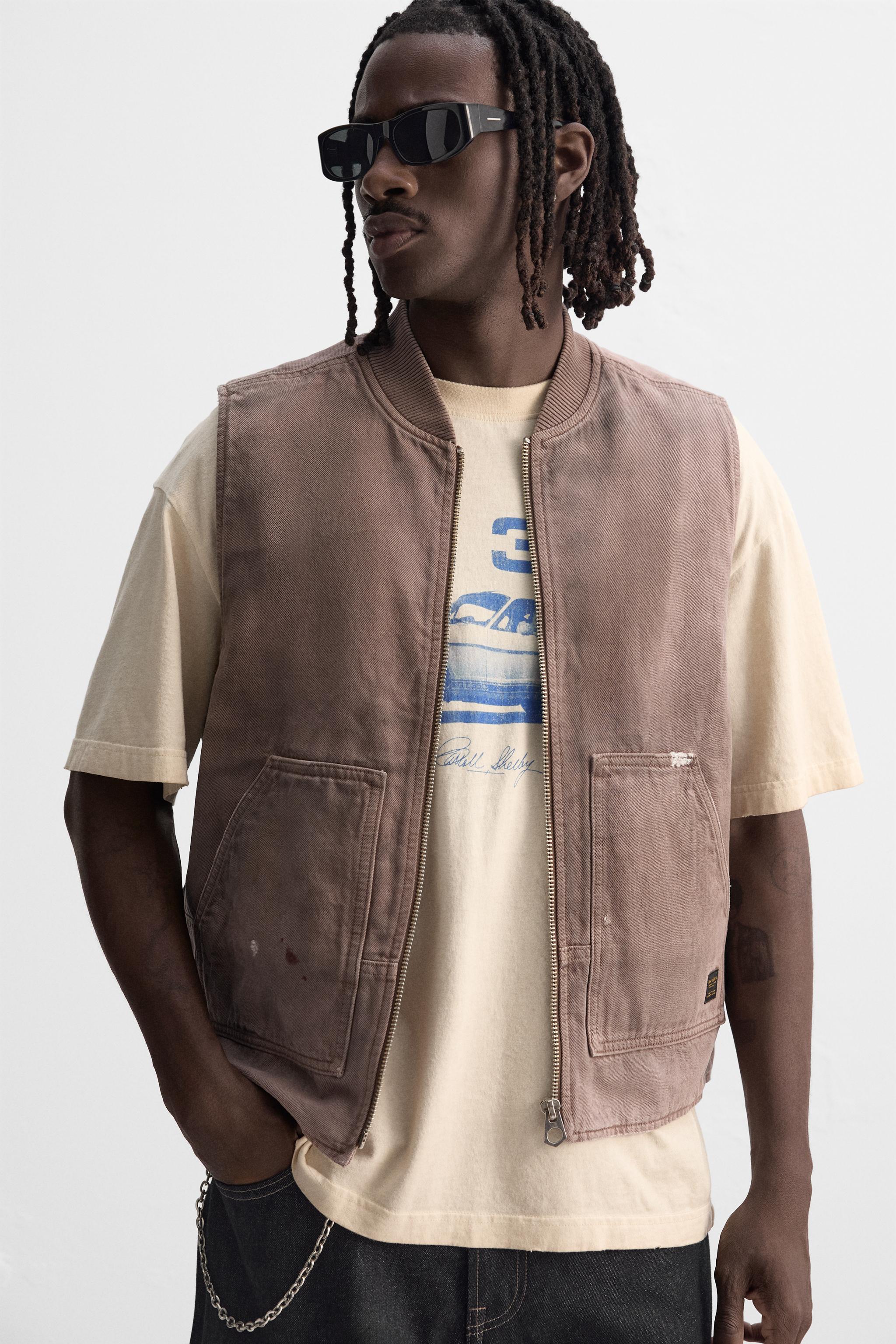 WASHED ZIPPERED VEST Product Image