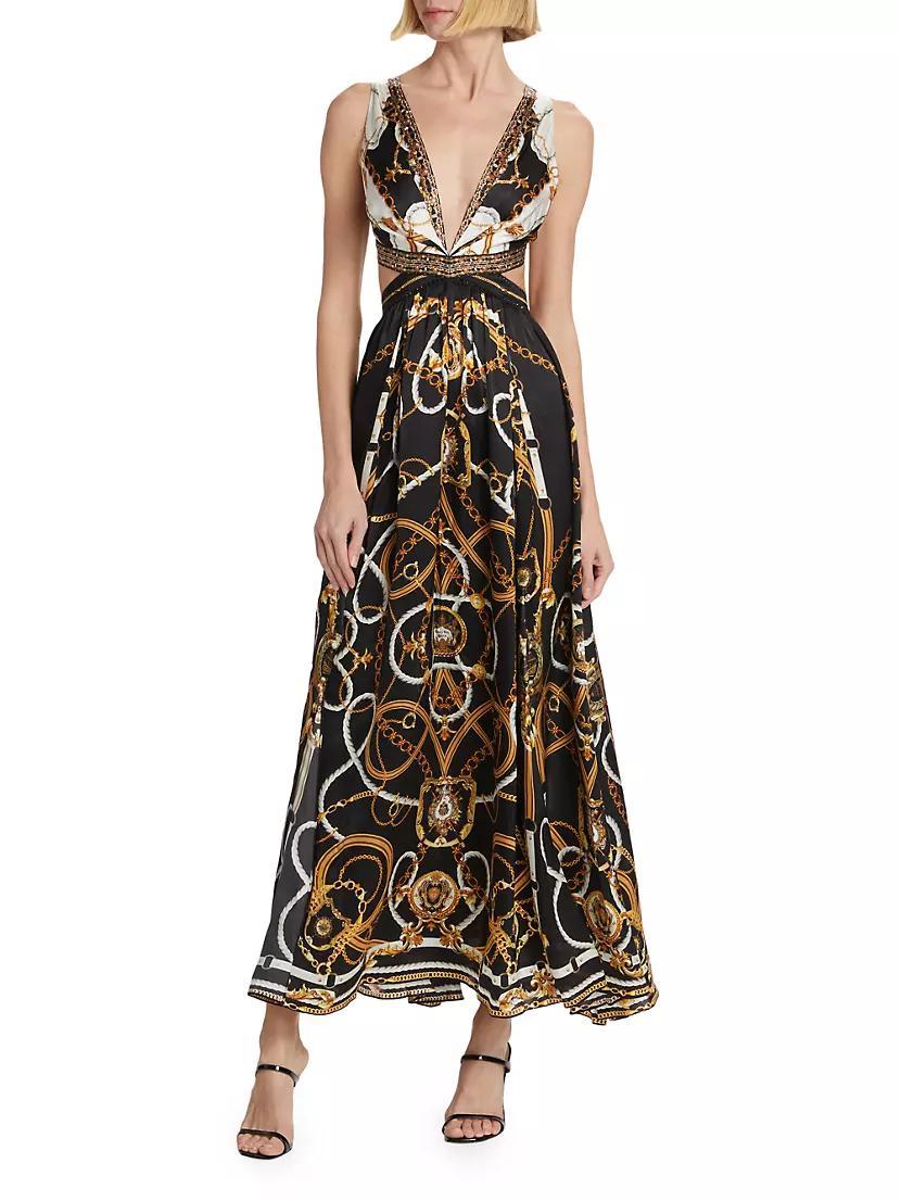 Status Print Silk Cut-Out Maxi Dress Product Image