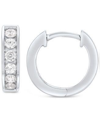 Grown With Love Mens Lab Grown Diamond Small Huggie Hoop Earrings (1/2 ct. t.w.) in 10 White Gold, 1/2 Product Image