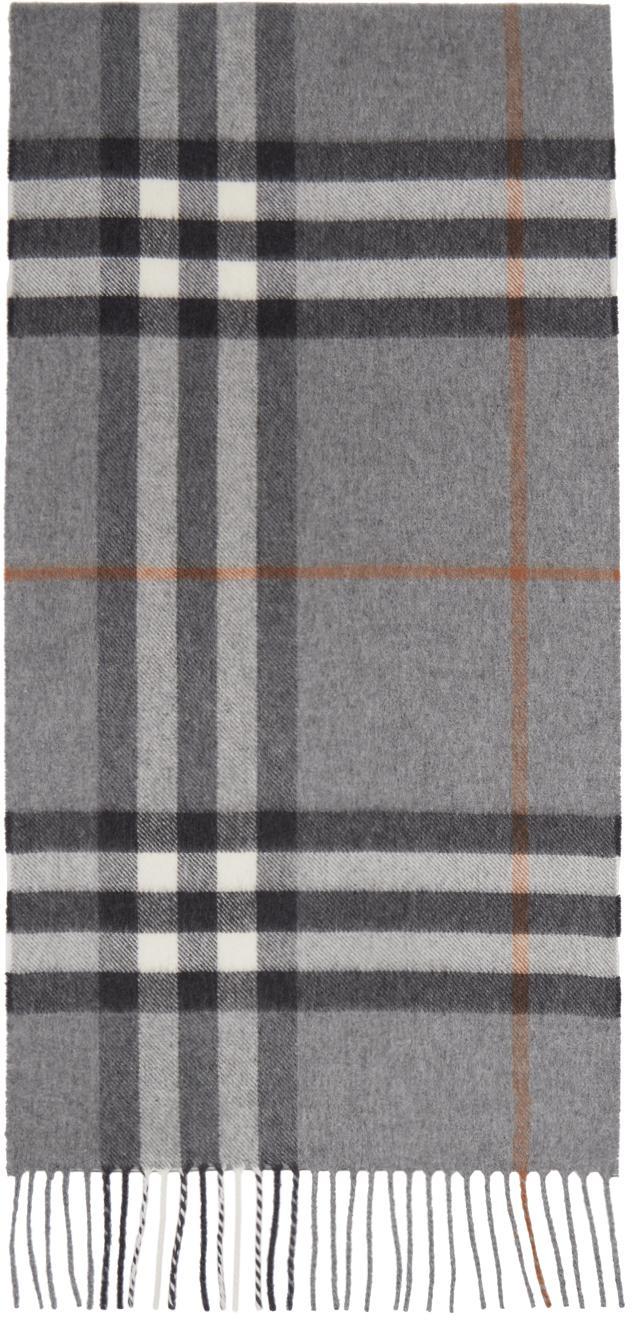 BURBERRY Gray Contrast Check Scarf In Grey/charcoal Product Image