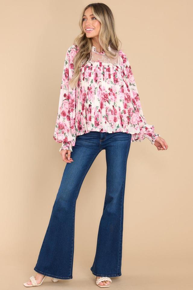 Aura Encourage Her Ivory Multi Floral Print Top Product Image