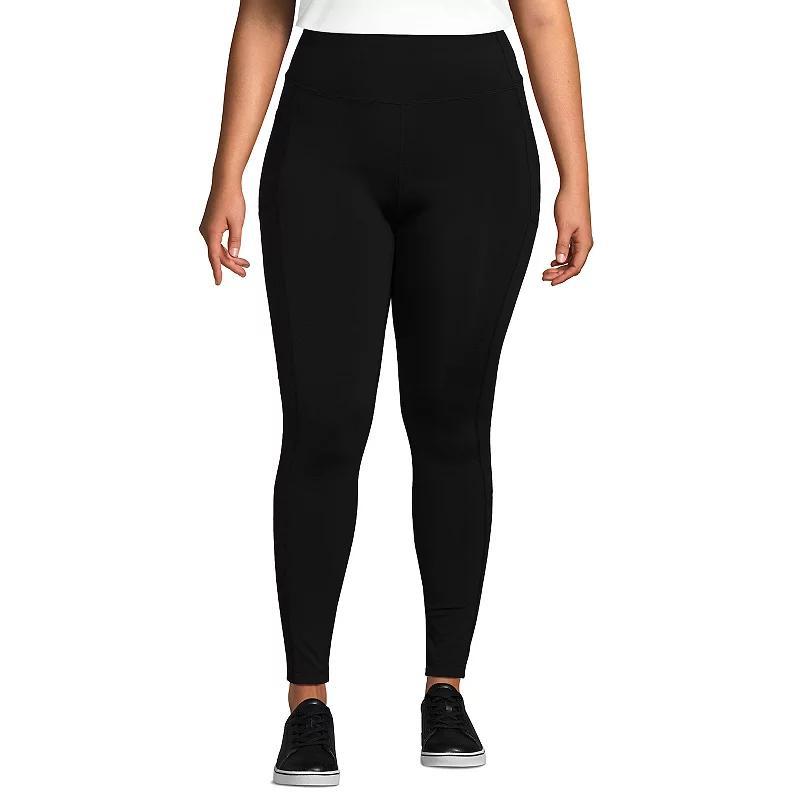 Plus Size Lands End Womens Active High Impact Pocket Leggings Deep Blue Product Image