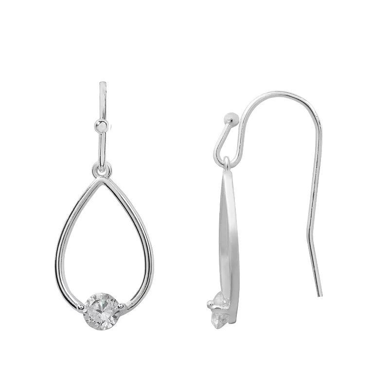 LC Lauren Conrad Silver Tone Teardrop Cubic Zirconia Nickel Free Drop Earrings, Womens Product Image