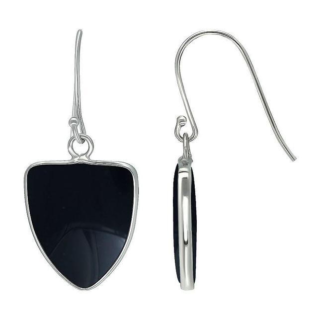 Aleure Precioso Sterling Silver Triangle Shaped Gemstone Drop Earrings, Womens, Black Product Image