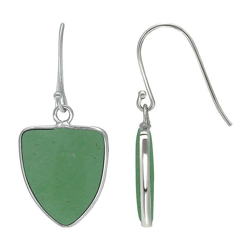 Aleure Precioso Sterling Silver Triangle Shaped Gemstone Drop Earrings, Womens, Green Product Image