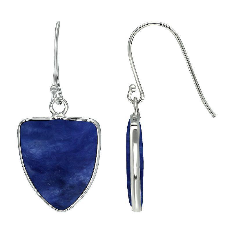 Aleure Precioso Sterling Silver Triangle Shaped Gemstone Drop Earrings, Womens, Blue Product Image