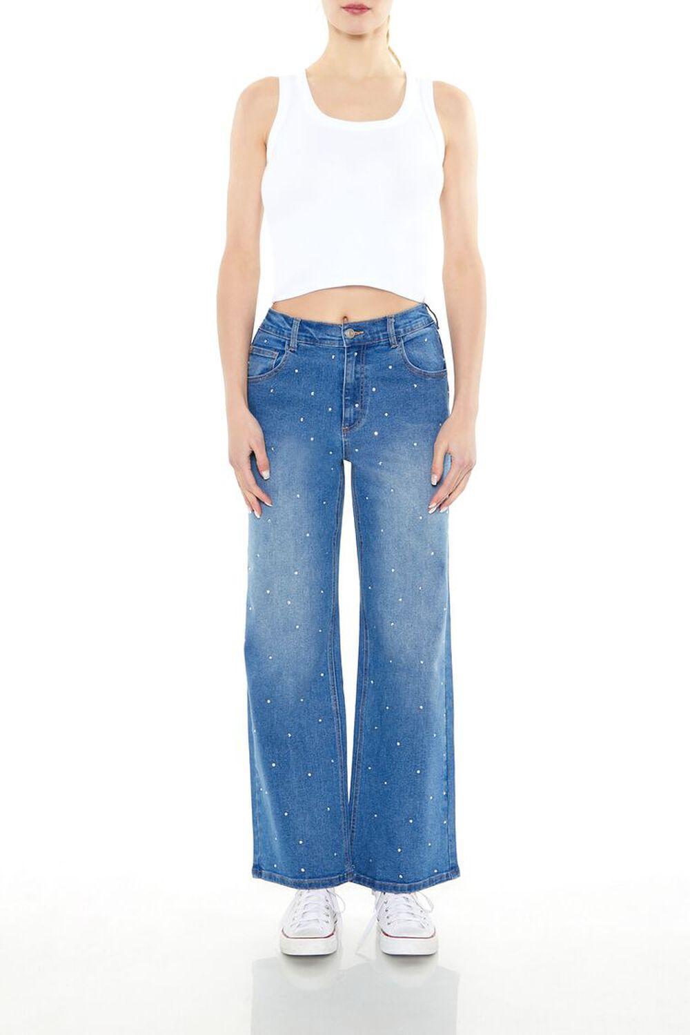 Rhinestone Wide-Leg Jeans | Forever 21 product image