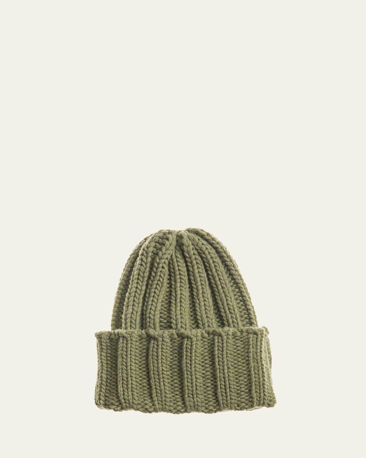 Mens Cashmere Rib Stitch Beanie Hat Product Image