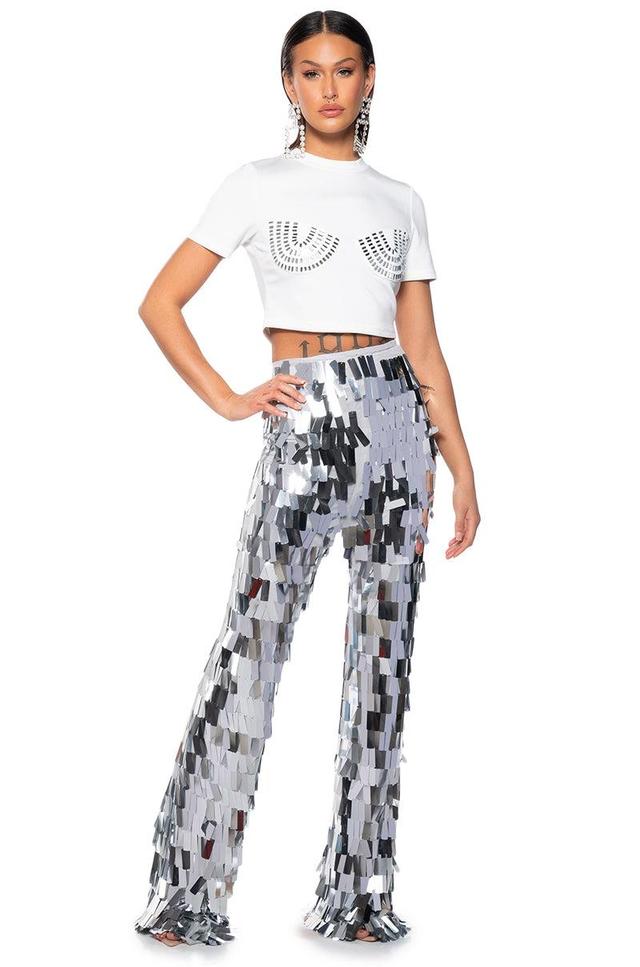 VAL STRETCH SEQUIN PANT IN SILVER Product Image