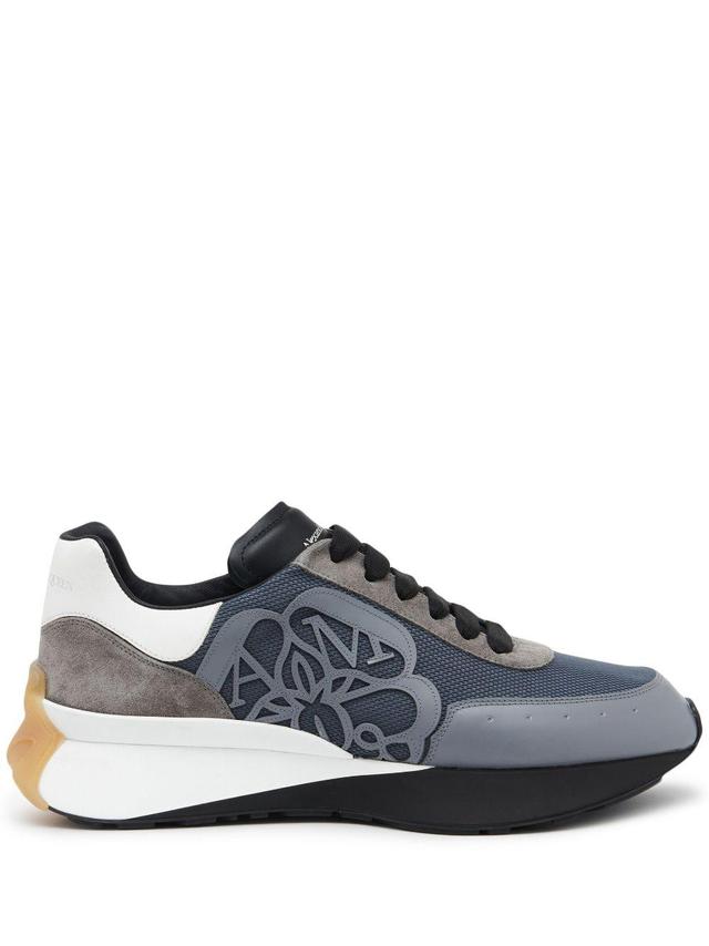 Sprint Runner Logo-embossed Leather Low-top Trainers In Grey,multicolor Product Image