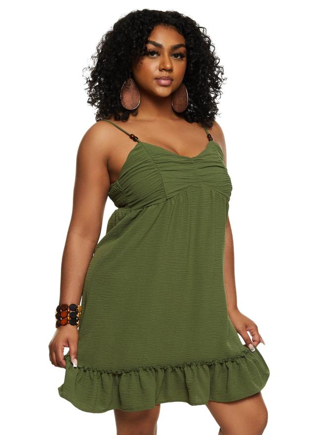 Womens Almost Famous Ruched Beaded Strap Sundress Product Image