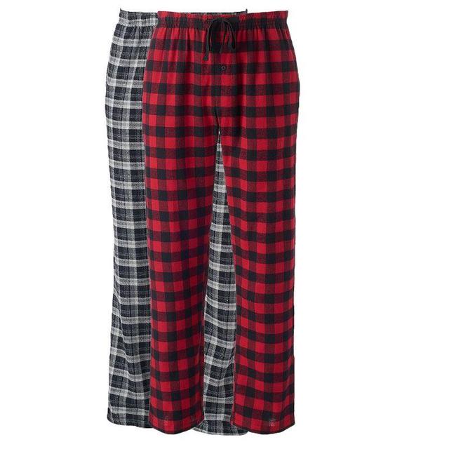 Mens Hanes 2-pk. Plaid Flannel Pajama Pants Blue Product Image