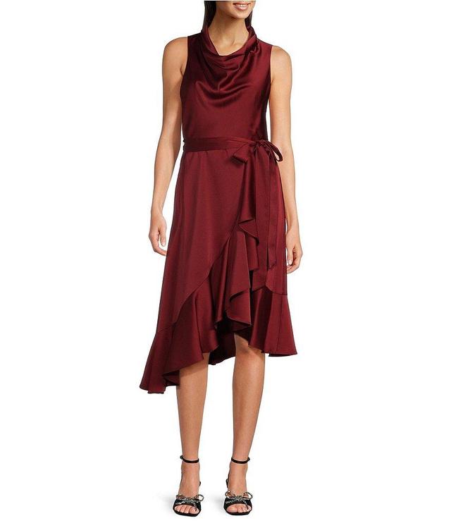 Alex Marie Annalee Satin Cowl Neck Sleeveless Midi Dress Product Image