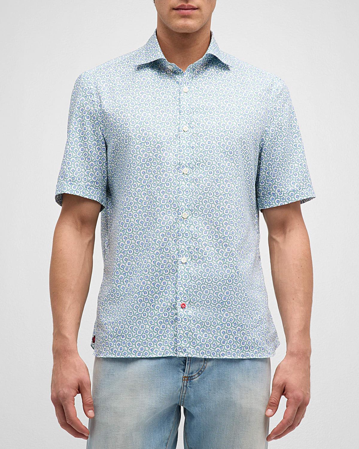 Mens Cotton Circle-Print Short-Sleeve Shirt Product Image