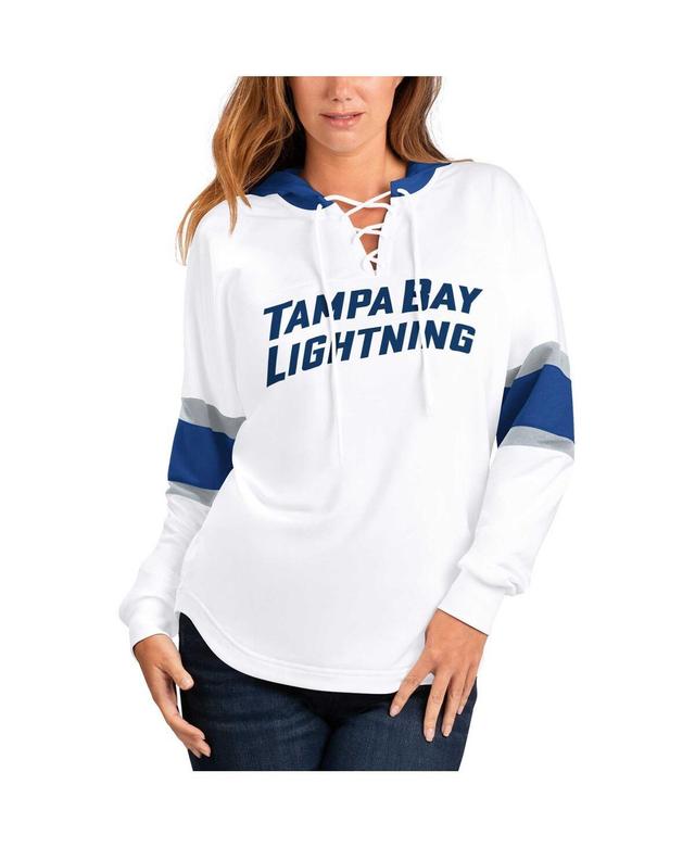 Womens G-iii 4Her by Carl Banks White Tampa Bay Lightning Goal Zone Long Sleeve Lace-Up Hoodie T-shirt - White Product Image