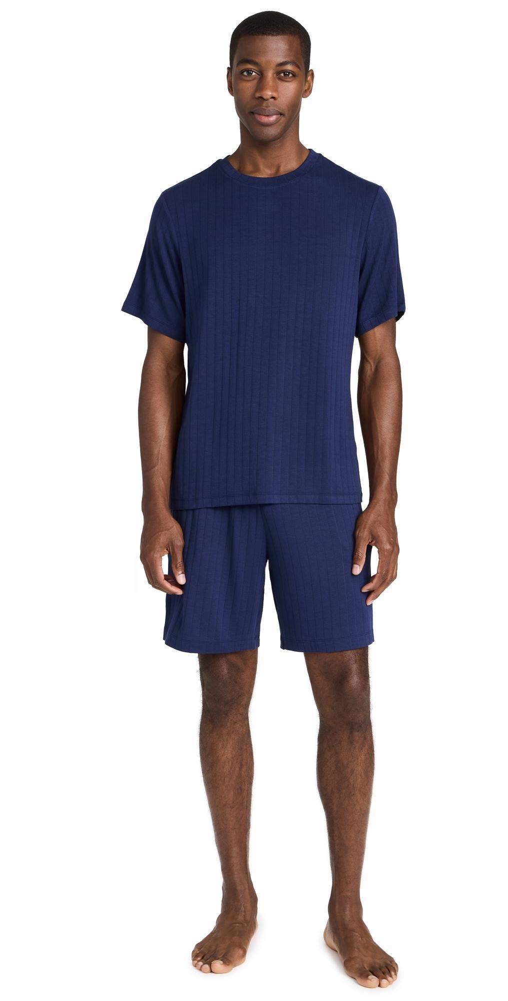 Eberjey Henry Rib Mens Shorts PJ Set True Navy S Product Image