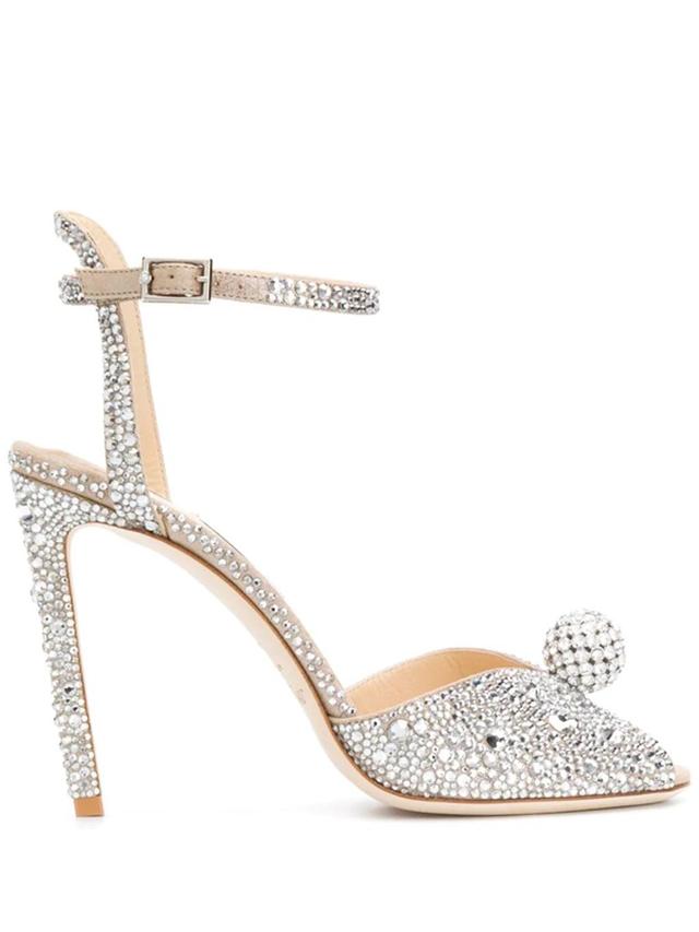 Sacora Peep-toe Crystal-embellished Leather Sandals Product Image