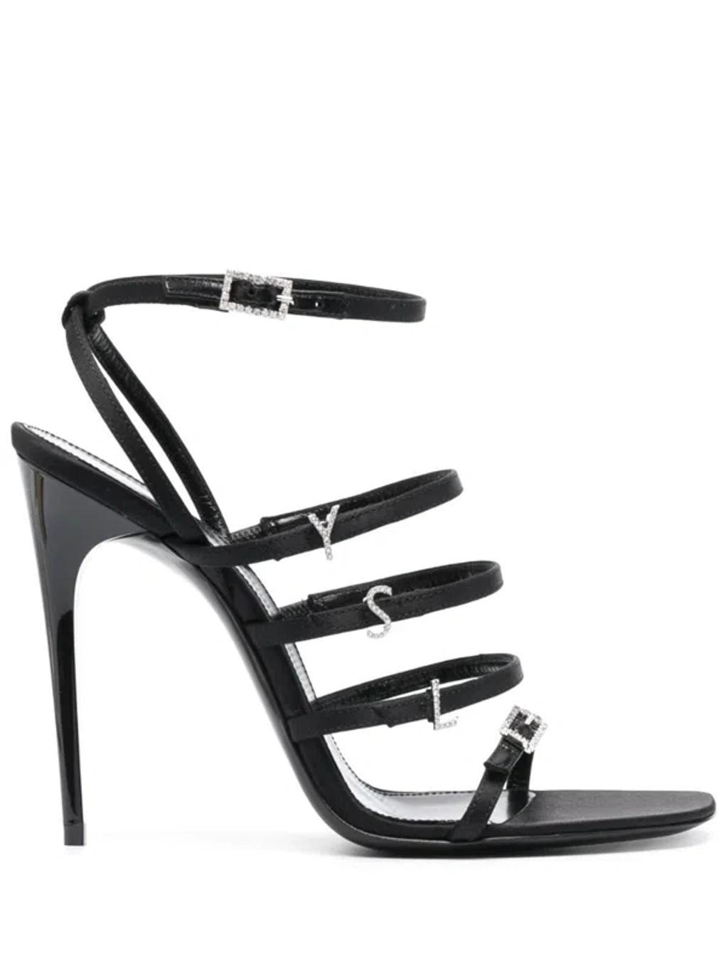 Satin Crêpe Heel Sandals In Black Product Image