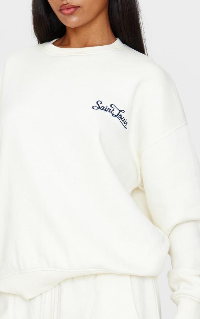 Cream Contrast Embroidered Saint Louis Oversize Sweatshirt Product Image