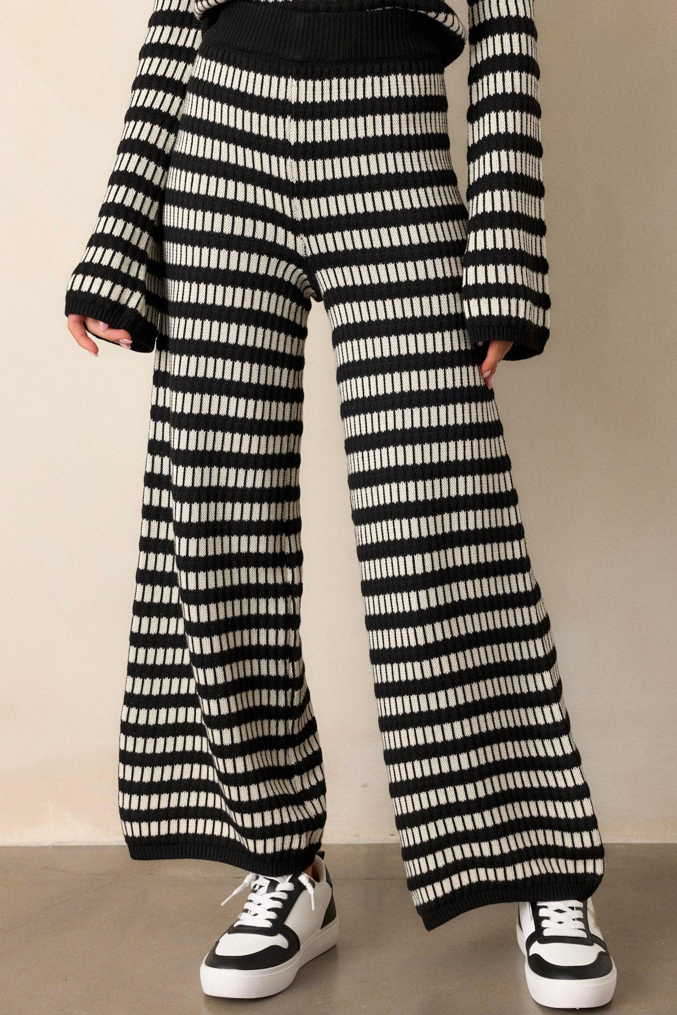 Ether Drift Black & Ivory Stripe Lounge Pants Product Image