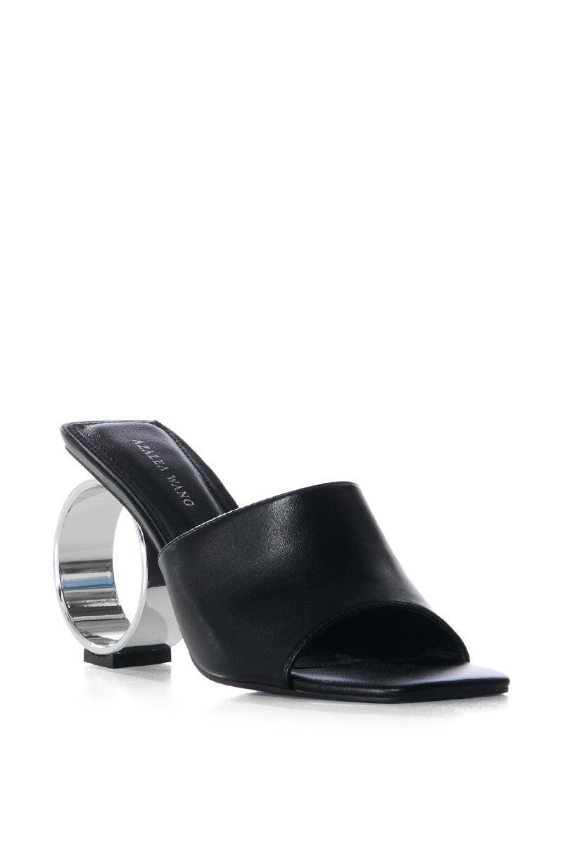 AZALEA WANG CORABEL BLACK CIRCULAR HEEL SANDAL Product Image