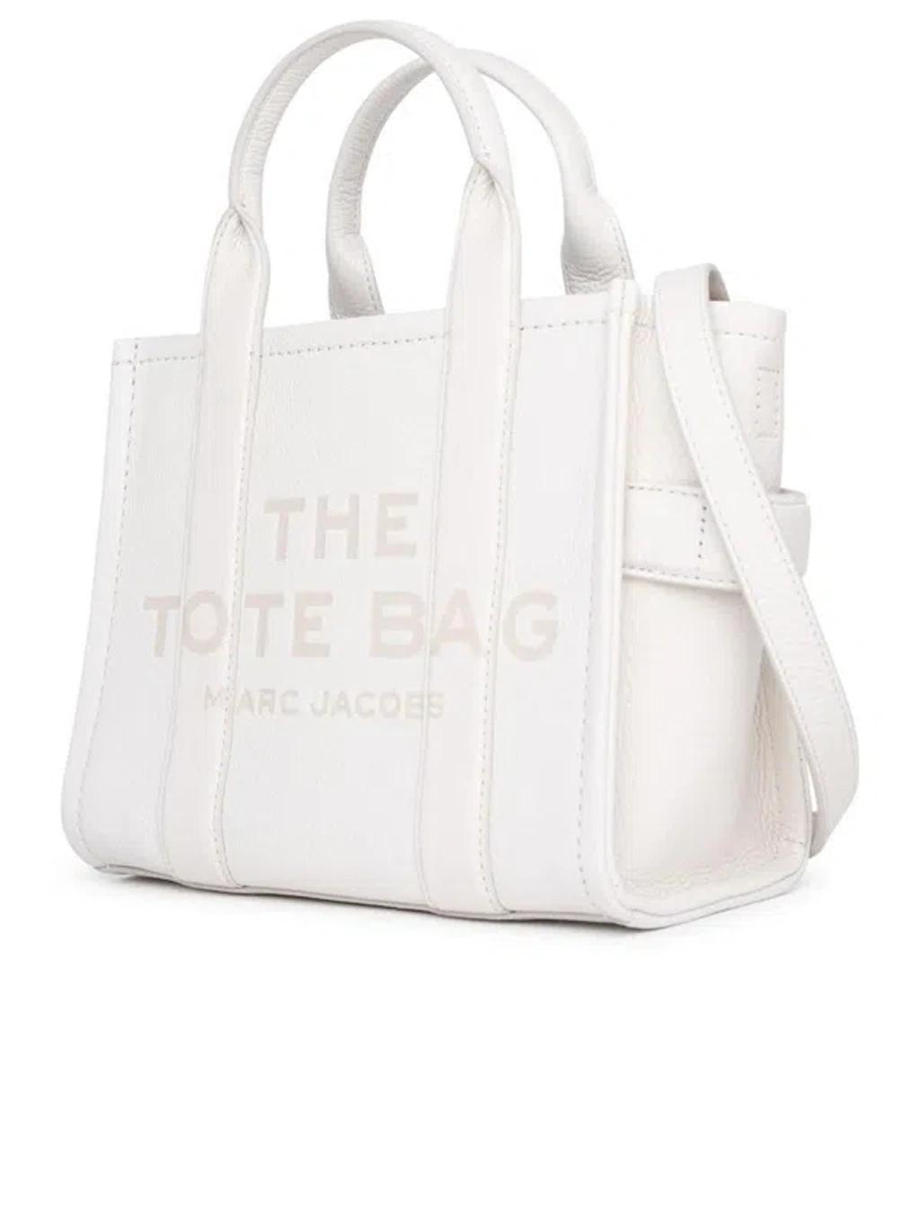 MARC JACOBS Ivory Leather Mini Tote Bag In Beige Product Image