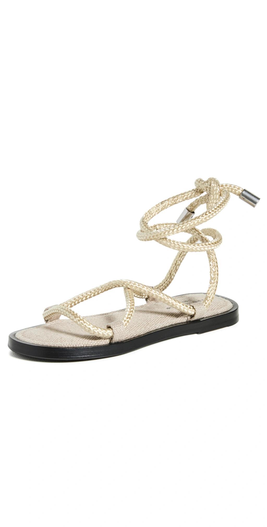 Infinity Rope And Leather Sandals In Ivory Product Image