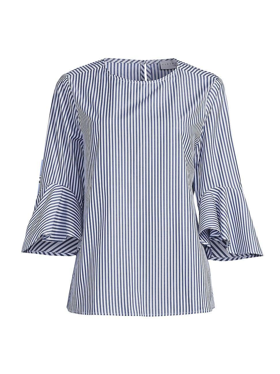 Womens Malena Striped Cotton Long-Sleeve Blouse Product Image