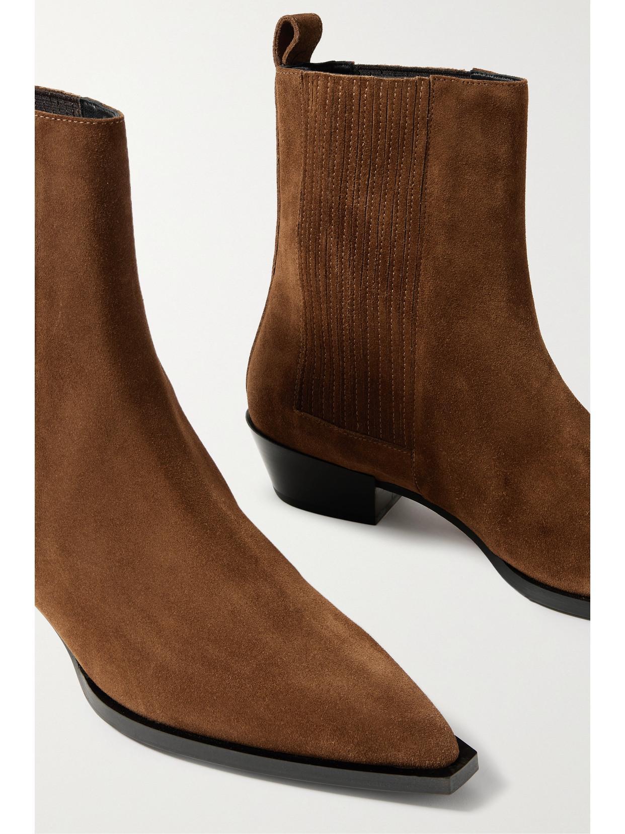 AEYDE 40mm Belinda Suede Ankle Boots In Brown Product Image