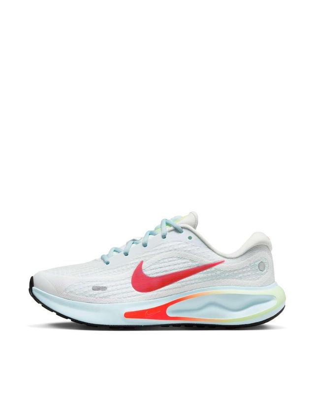 Nike Running Journey Run sneakers in white and crimson Product Image