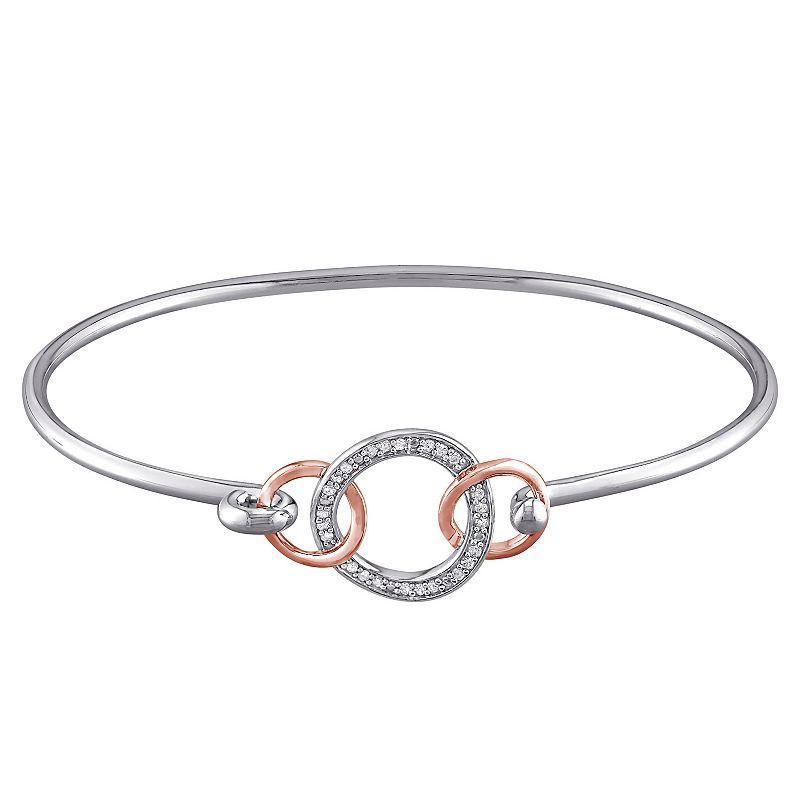 Stella Grace 2-Tone Sterling Silver 1/10 Carat T.W. Diamond Interlocking Circle Bangle Bracelet, Womens Product Image